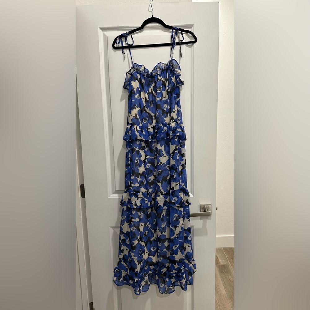 Who What Wear Blue and White Floral Maxi Dress